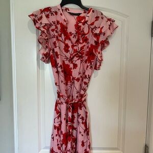 Zara Red Floral Midi Dress
